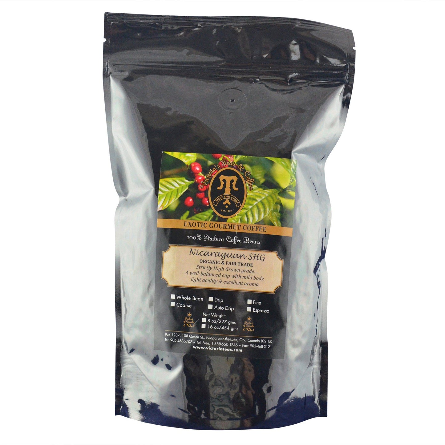 Nicaraguan SHG Organic and Fair Trade Coffee 1 lb