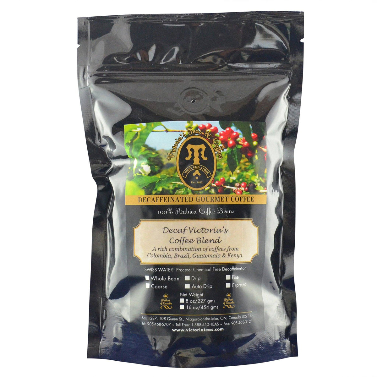 Decaf Victoria's Coffee Blend Victoria's Teas and Coffees