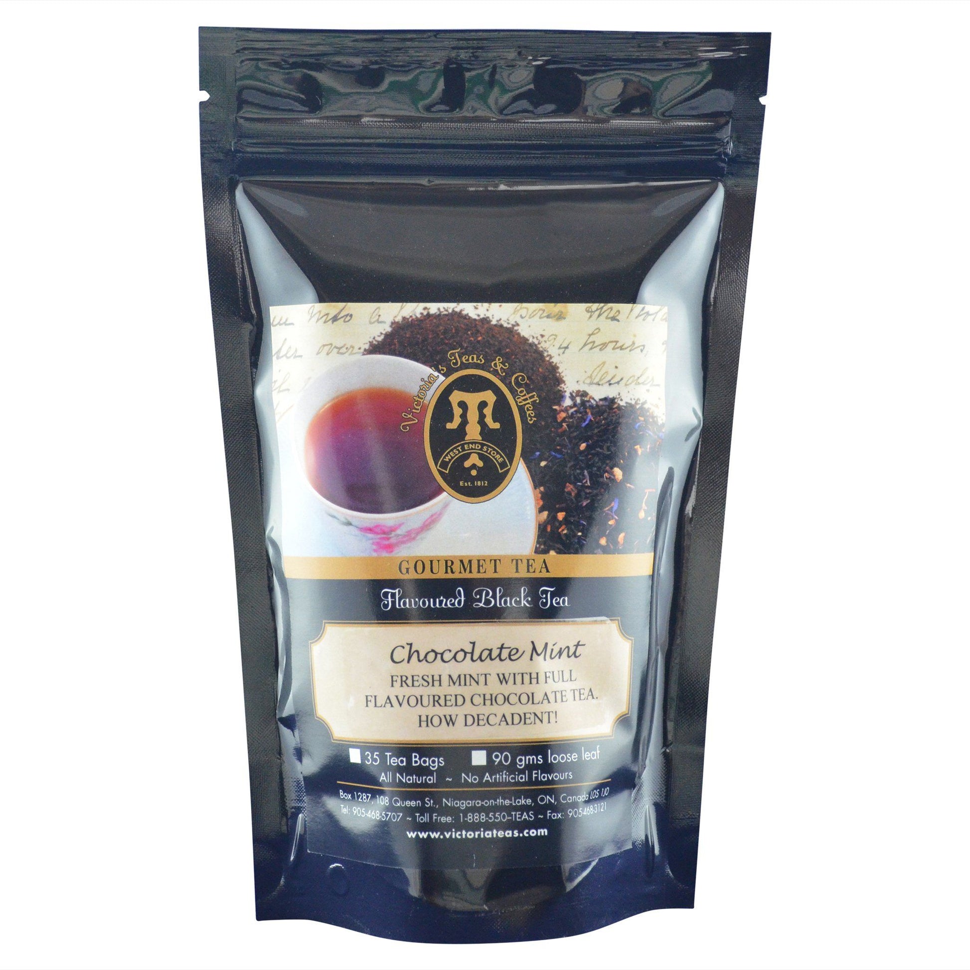Chocolate Mint Flavoured Black Tea Bags 