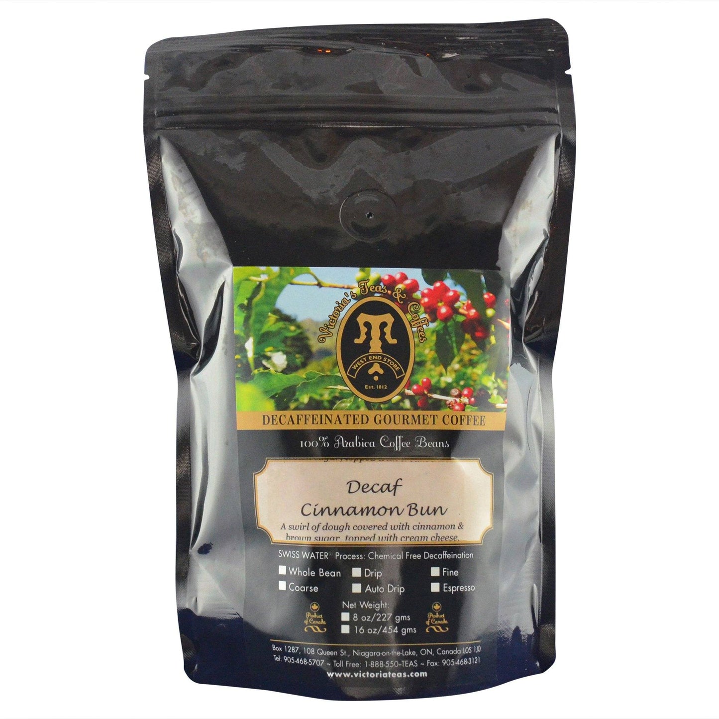 Decaf Cinnamon Bun Flavoured Decaf Coffee 1/2 lb