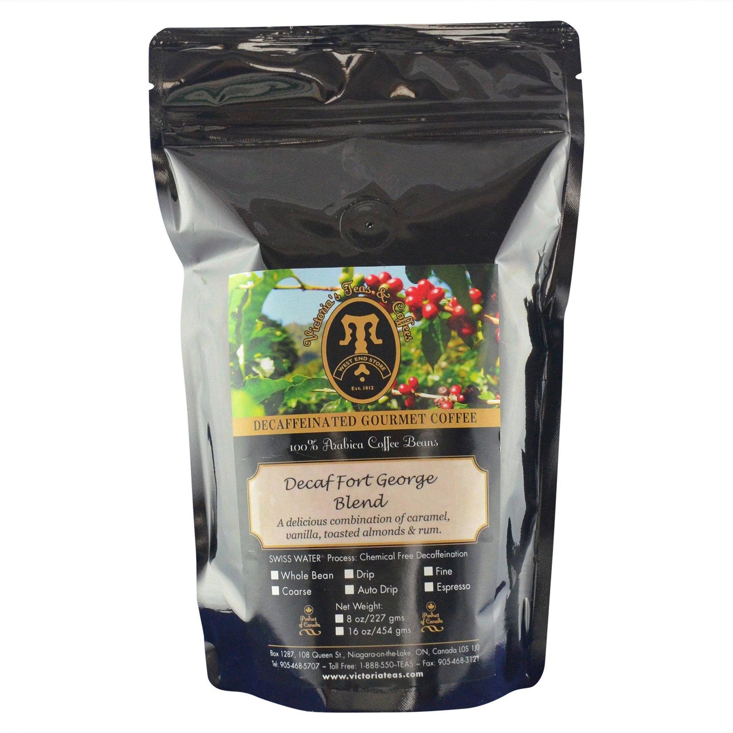 Decaf Fort George Blend Flavoured Decaf Coffee 1/2 lb
