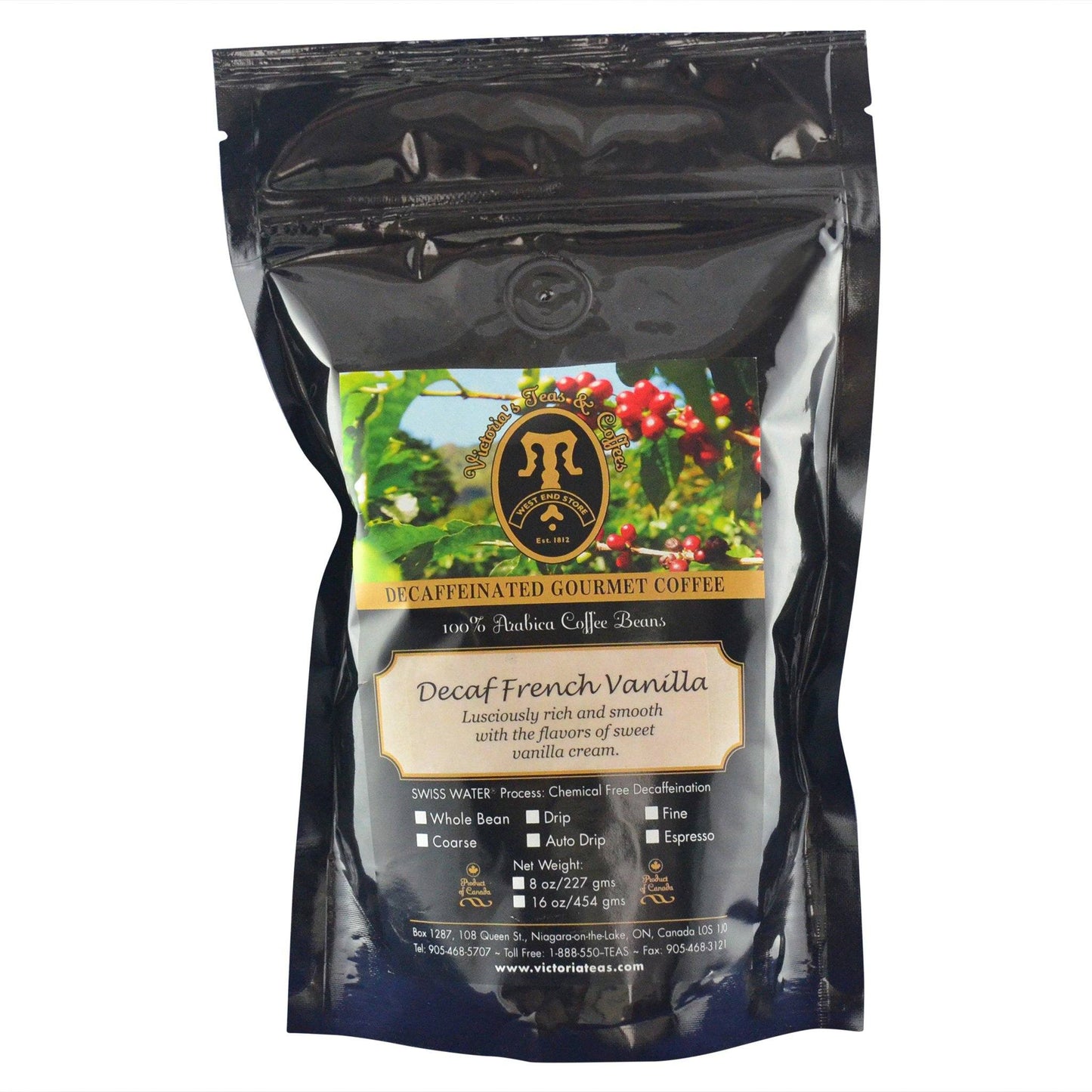 Decaf French Vanilla Flavoured Decaf Coffee 1/2 lb