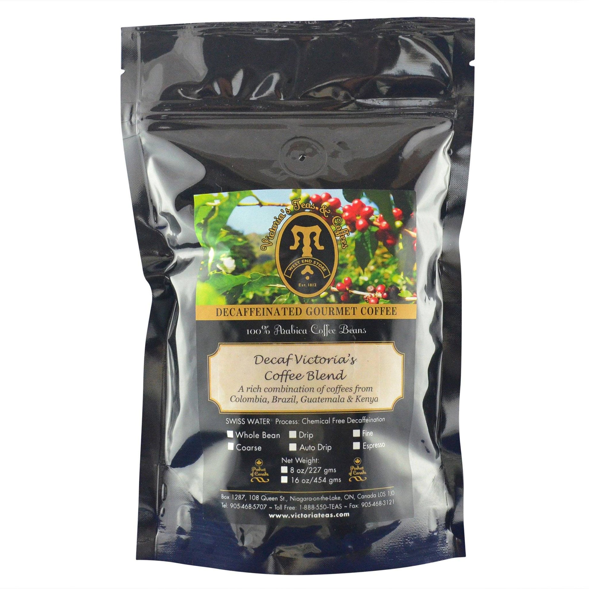Decaf Victoria's Coffee Blend Non Flavoured Decaf Coffee 1/2 lb