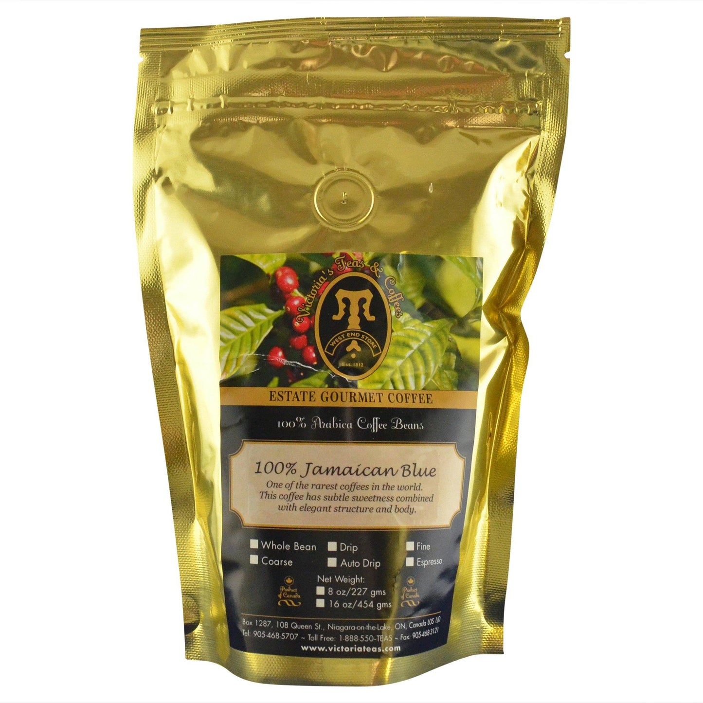 Jamaican Blue Mountain 100% Estate Coffee 1/2 lb