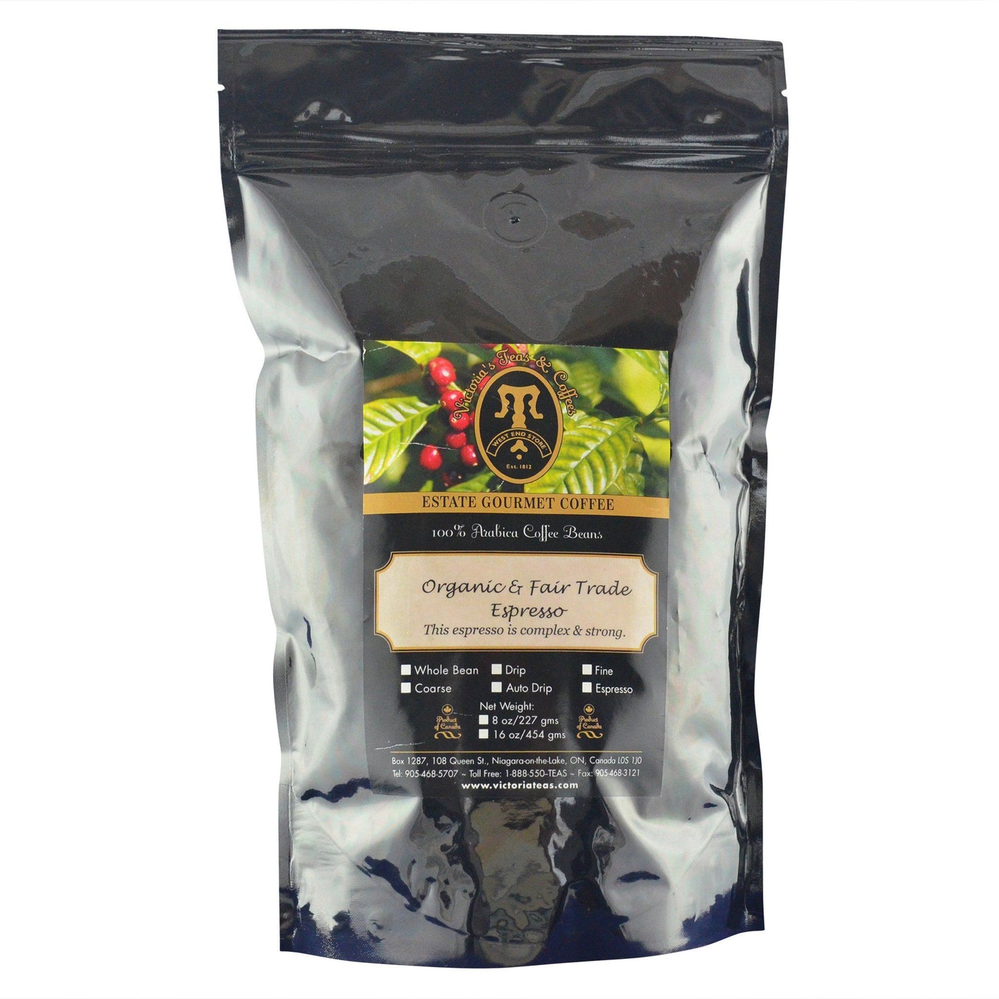 Organic Fair Trade Espresso Organic and Fair Trade Coffee 1 lb