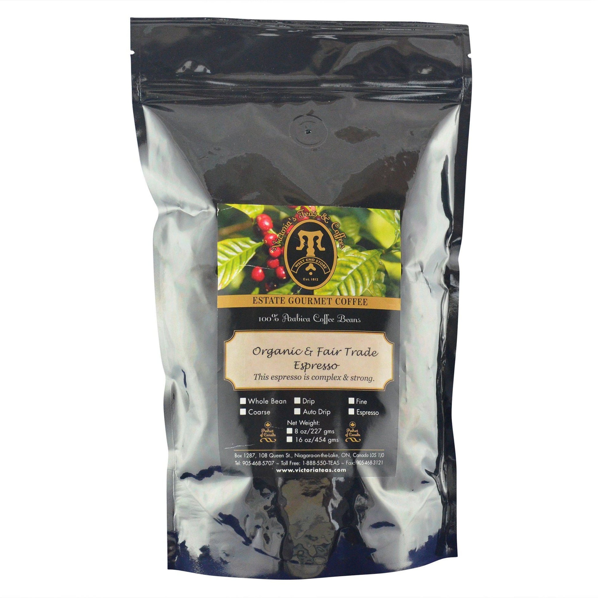 Organic Fair Trade Espresso Organic and Fair Trade Coffee 1 lb
