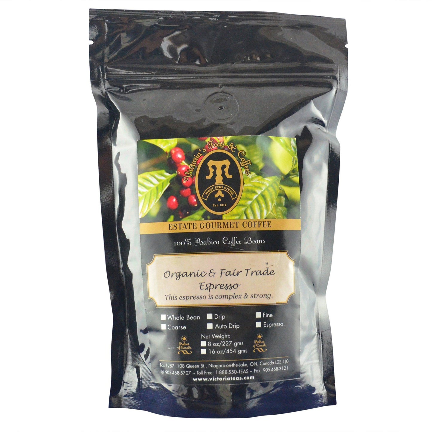 Organic Fair Trade Espresso Organic and Fair Trade Coffee 1/2 lb