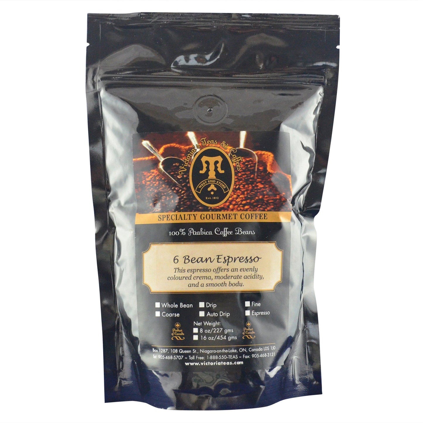Six Bean Espresso Specialty Blends 1/2 lb