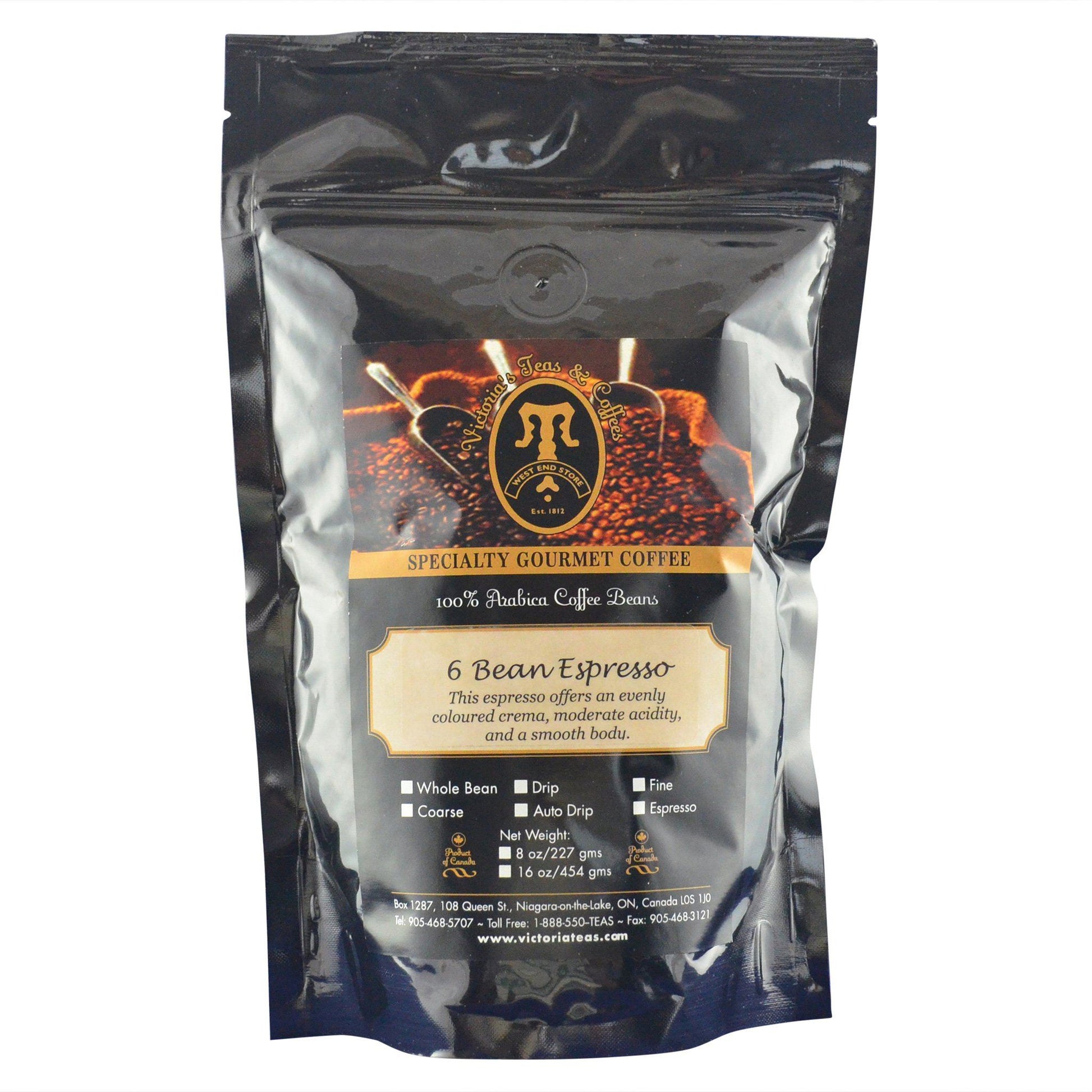 Six Bean Espresso Specialty Blends 1/2 lb